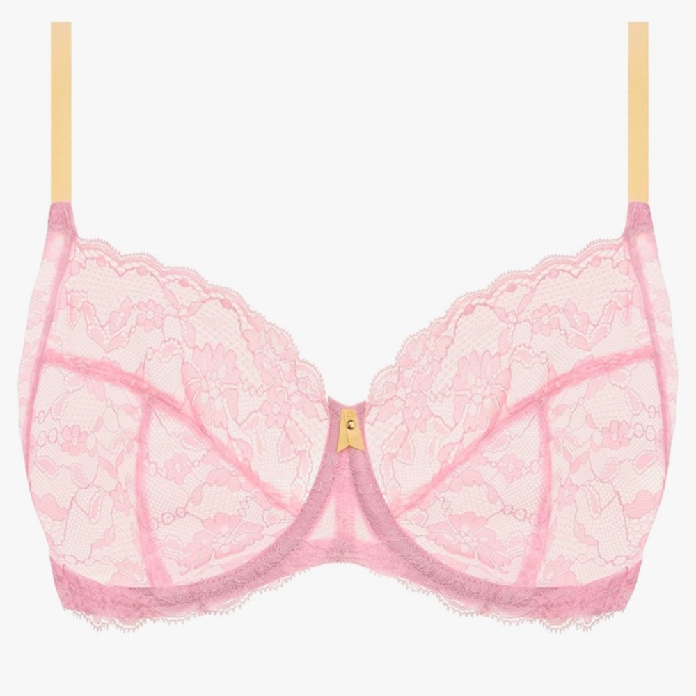 32K Freya Offbeat Side Support Bra Pink Yellow NWOT